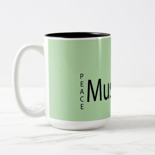 "Coffee + Musik = Peace  ツートーンマグカップ (左)