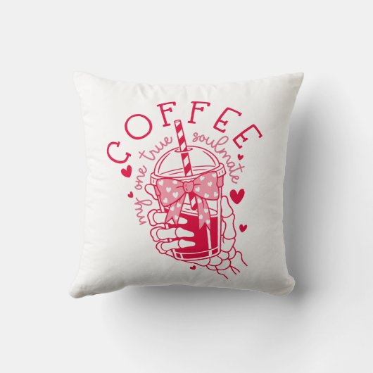 Coffee My One True Soulmate Red Skeleton Hand  クッション (裏面)