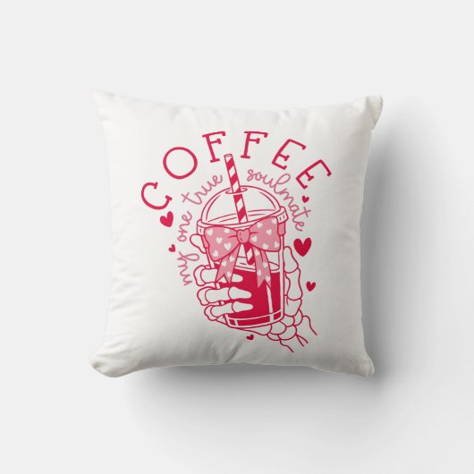 Coffee My One True Soulmate Red Skeleton Hand クッション (正面)
