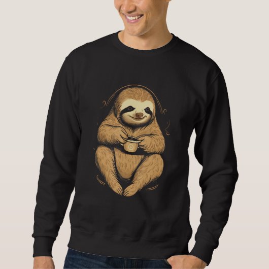 Coffee No Coffee No Life Sloth Coffee スウェットシャツ (正面)