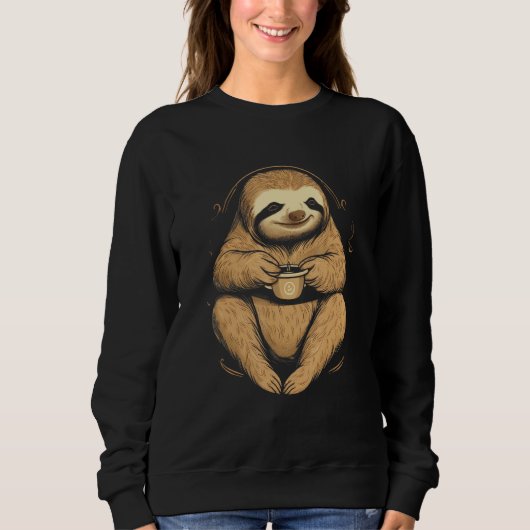 Coffee No Coffee No Life Sloth Coffee スウェットシャツ (正面)