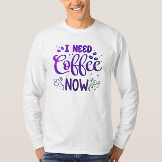 Coffee Now基本長袖Tシャツ – 無料 Tシャツ (正面)