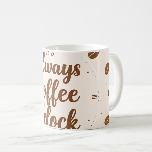Coffee O'Clock Mug - Funny Coffee Lover Time Gift コーヒーマグカップ (正面右)