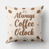 Coffee O'Clock Pillow - Funny Coffee Time Throw  クッション (裏面)