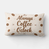 Coffee O'Clock Pillow - Funny Coffee Time Throw  ランバークッション (裏面)