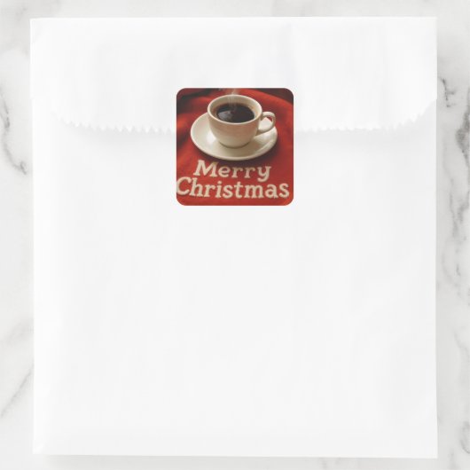 Coffee On a Merry Christmas Blanket スクエアシール (バッグ)