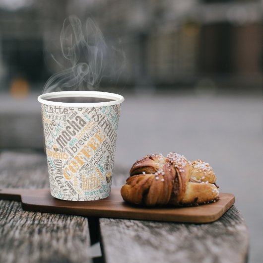 Coffee on Burlap Word Cloudティール（緑がかった色）ID283 紙コップ