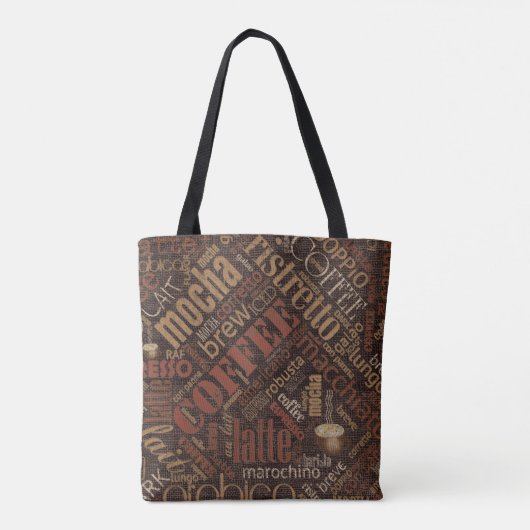 Coffee on Burlap Word Cloud Brown ID283 トートバッグ (裏面)