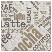 Coffee on Burlap Word Cloud Brown ID283 ファブリック (クローズアップ)