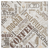 Coffee on Burlap Word Cloud Brown ID283 ファブリック (見本)