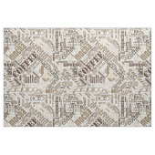 Coffee on Burlap Word Cloud Brown ID283 ファブリック (ファットクウォーター)