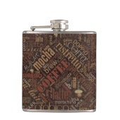 Coffee on Burlap Word Cloud Brown ID283 フラスク (正面)