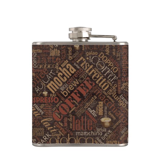 Coffee on Burlap Word Cloud Brown ID283 フラスク (裏面)