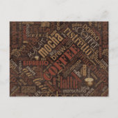 Coffee on Burlap Word Cloud Brown ID283 ポストカード (正面)
