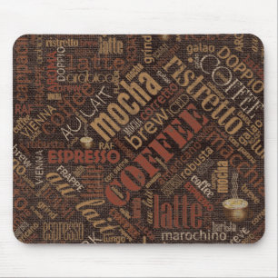 Coffee on Burlap Word Cloud Brown ID283 マウスパッド