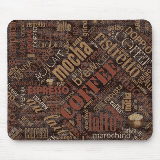 Coffee on Burlap Word Cloud Brown ID283 マウスパッド (正面)