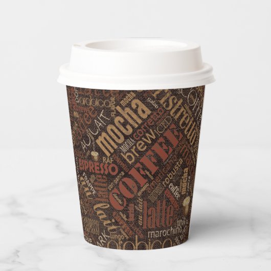 Coffee on Burlap Word Cloud Brown ID283 紙コップ (裏面)