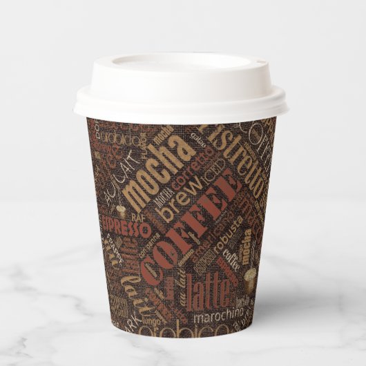 Coffee on Burlap Word Cloud Brown ID283 紙コップ (正面)