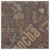 Coffee on Burlap Word Cloud Chestnut ID283 ファブリック (クローズアップ)