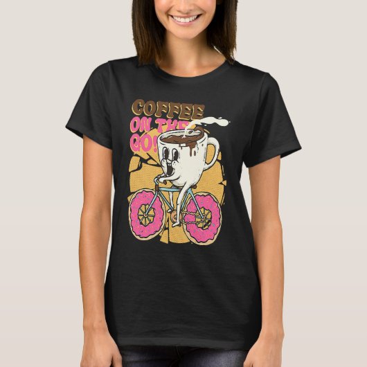 Coffee on the Go Surreal Pun Caffeine Coffee Lover Tシャツ (正面)