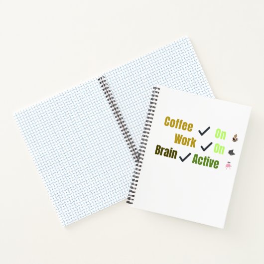 Coffee On Work On Brain Active Funny Coffee Lover  ノートブック (内部)