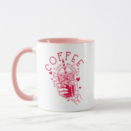 Coffee One True Soulmate Red Pink Hearts Skeleton マグカップ