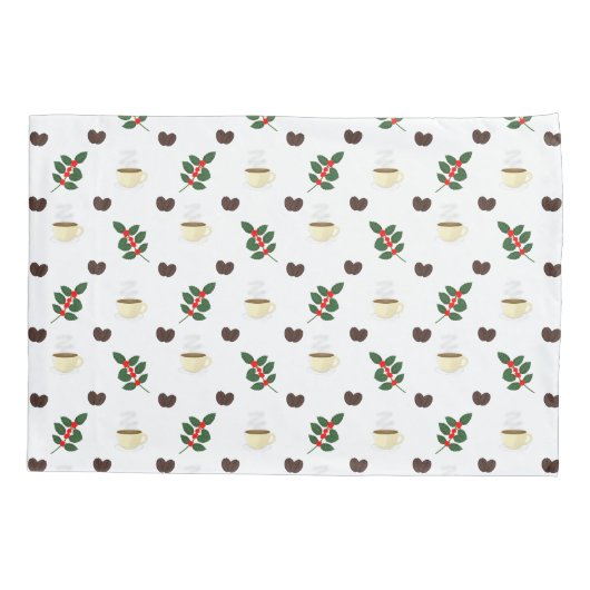 Coffee Pattern with Beans, Cups, and Coffee trees 枕カバー (裏面)