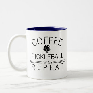 Coffee Pickleball Wine Repeat Funny Sports Player  ツートーンマグカップ