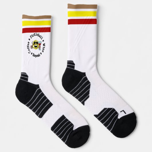 Coffee, Pickleball, Wine, Repeat Pickleball Addict ソックス (右)