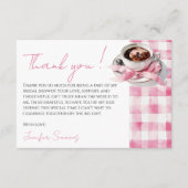 Coffee Pink Bow Bridal Shower Thank You Card エンクロージャーカード (正面)