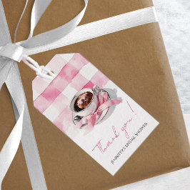 Coffee Pink Bow Bridal Shower thank you Favor Tags ギフトタグ