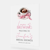 Coffee Pink Bow Bridal Shower Welcome Acrylic Sign アクリルサイン (傾斜)