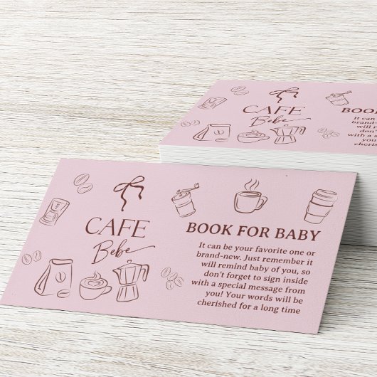Coffee Pink Bow Cafe Bebe Book For Baby Shower エンクロージャーカード