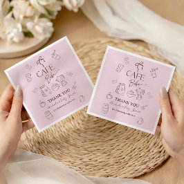 Coffee Pink Bow Cafe Bebe Girl Baby Shower Decor スタンダードカクテルナプキン