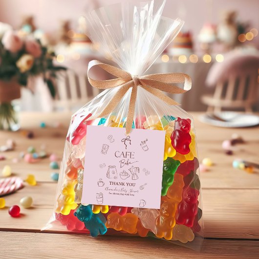 Coffee Pink Bow Cafe Bebe Girl Baby Shower Decor フェイバータグ