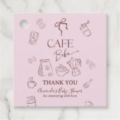 Coffee Pink Bow Cafe Bebe Girl Baby Shower Decor フェイバータグ (正面)