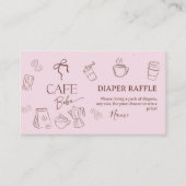Coffee Pink Bow Cafe Bebe Girl Baby Shower Diaper エンクロージャーカード (正面)