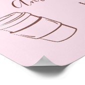 Coffee Pink Bow Cafe Bebe Girl Baby Shower Welcome ポスター (角)