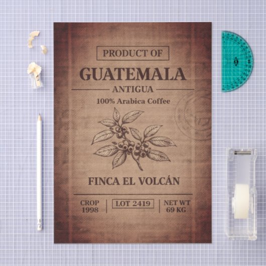 Coffee Plantation Burlap Trade Sack FD4 Decoupage 薄葉紙 (クラフト)