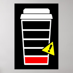 Coffee poster, Low Caffeine, ICONS, black, ポスター