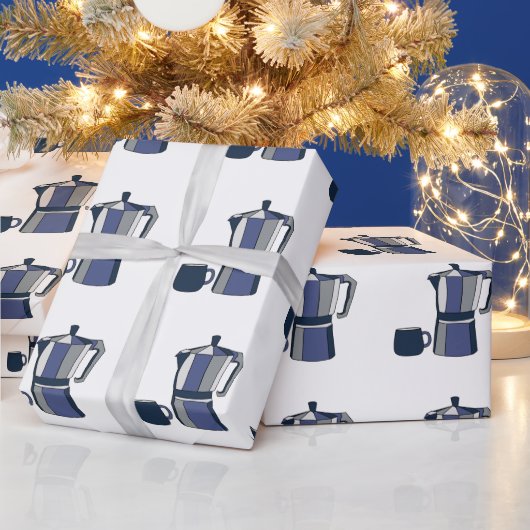 Coffee Pot Coffee Mug Birthday ラッピングペーパー (クリスマス)