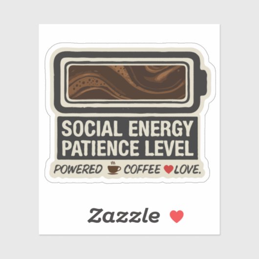  Coffee Powered Social Battery | Funny Energy Leve シール (シート)