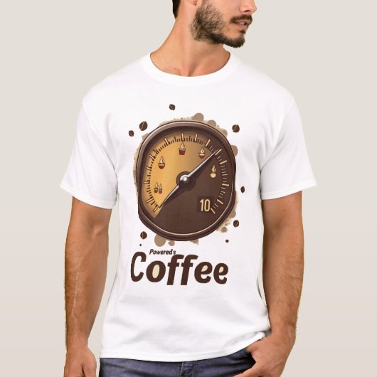 Coffee Powered | Vintage Fuel Gauge Caffeine Energ Tシャツ (正面)