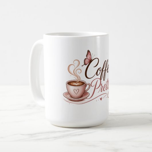 Coffee Prettyロゴ マグカップ (正面左)