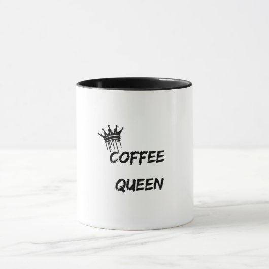 Coffee Queen Black Typography Mug | Elegant Minima マグカップ (中央)