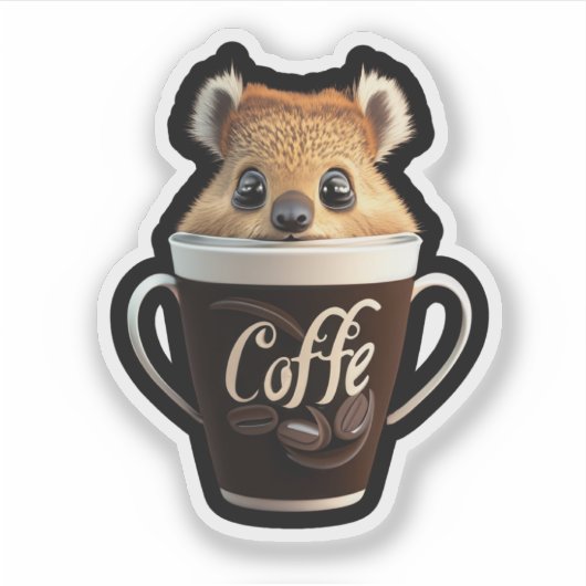 COFFEE Quokkaステッカー シール (正面)
