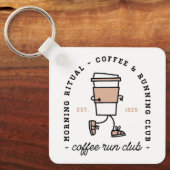 Coffee run club funny running lover キーホルダー (正面)