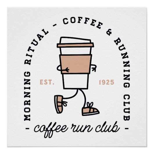 Coffee run club funny running lover aesthetic fun ポスター (正面)