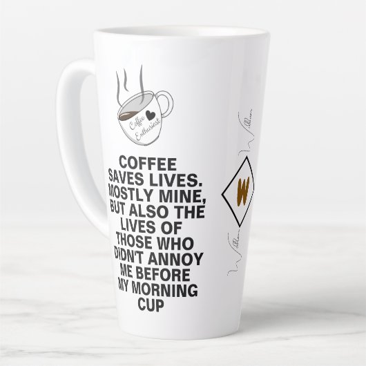 Coffee Saves Lives Meme | オリジナル 冗談 名言 Tall カフェラテマグ (左アングル)