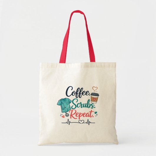 Coffee. Scrubs. Repeat. トートバッグ (正面)